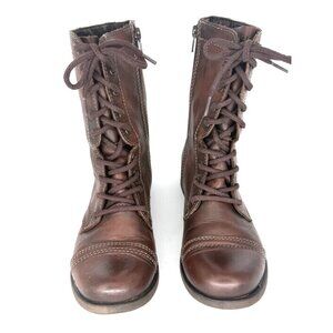 Steve Madden Womens 8.5 Leather Troopa Lace up Combat Boots Steampunk Prairie